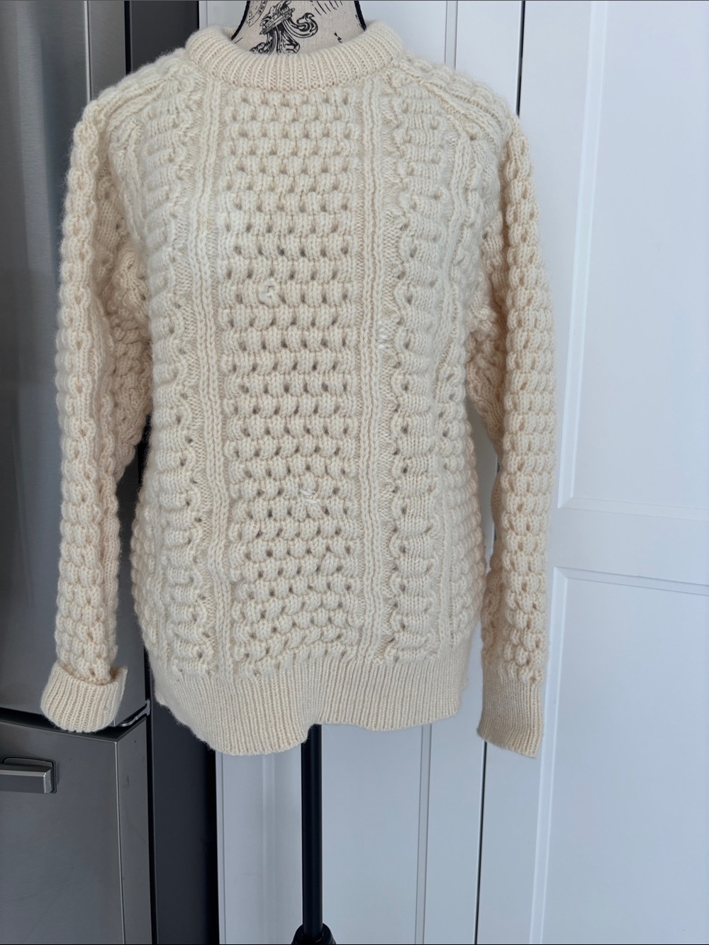 Vintage Cream Bonner Ireland Cable Crewneck Sweater